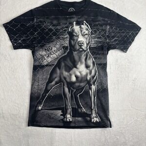 ODM Pitbull No Trespassing Black Short Sleeve Graphic Shirt Men's Small